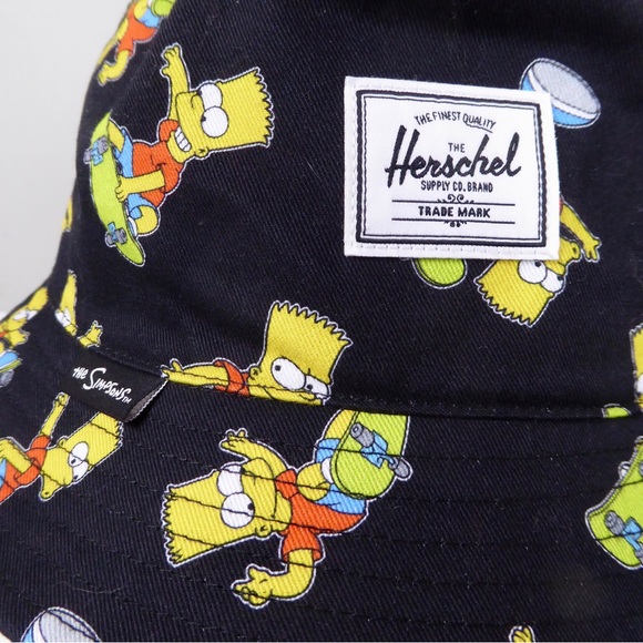 Herschel Supply Co. Bart Simpson Skateboard TV Cartoon Twill Bucket Hat NWT - Picture 4 of 9